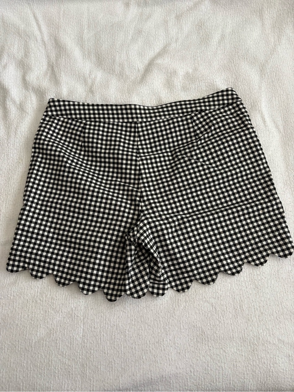 Zac & Rachel Black and White Gingham Scalloped Hem High Waist Shorts - Picture 3 of 3